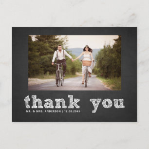 Chalkboard Sketch Typography Thank You Postcard