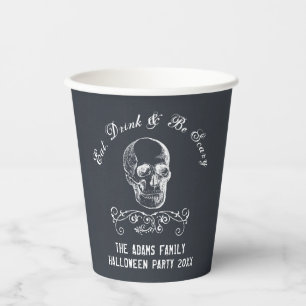 Chalkboard Skull Personalised Halloween Party Paper Cups