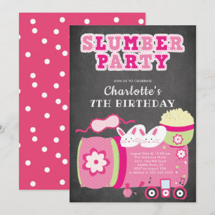 Chalkboard Sleepover Birthday Party Invitation