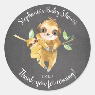 Chalkboard Sloth Baby Shower Favour Sticker