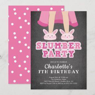 Chalkboard Slumber Pajama Birthday Invitation