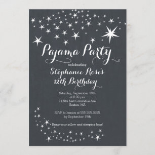Chalkboard Slumber Party Birthday Party Invitation