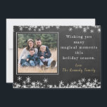 Chalkboard Snowflake Family Photo Christmas Holiday Card<br><div class="desc">Send  this rustic chalkboard and snowflake design Christmas greeting card to wish your family and friends a magical season of festivity. Personalise with your family photo and message. Template photo credit: Photo by Kaitlyn Horton on Unsplash</div>