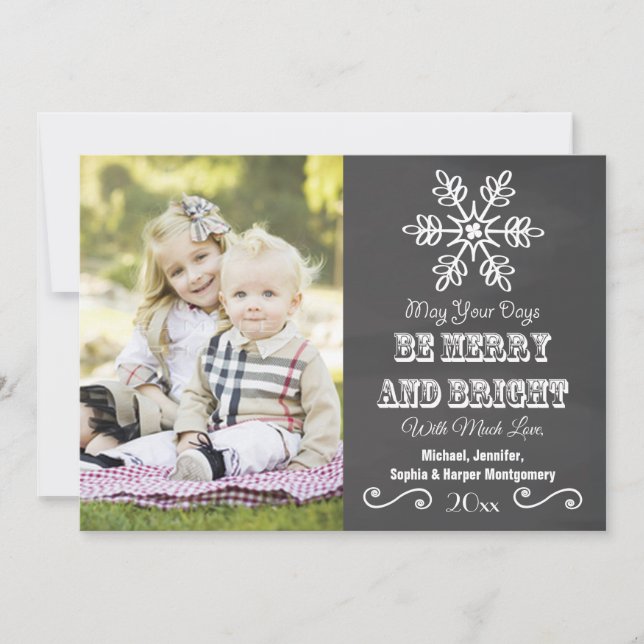 Chalkboard Snowflake Holiday Photo Card (Front)