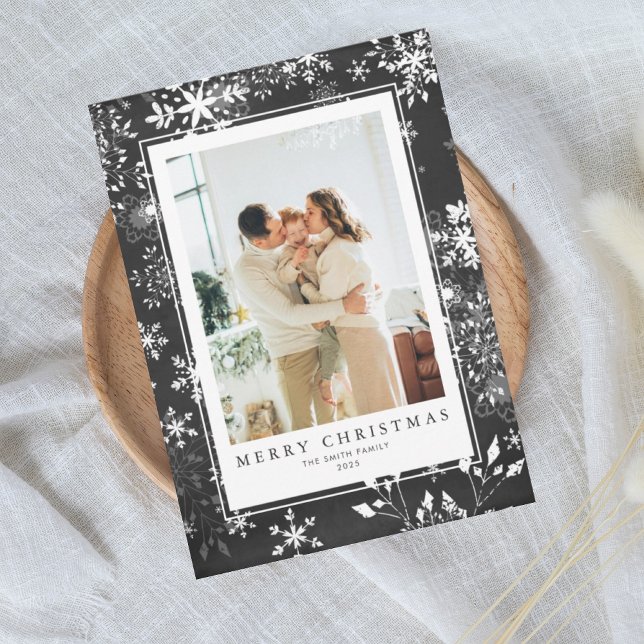 Chalkboard Snowflake Photo Frame Christmas Holiday Card (Creator Uploaded)