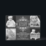 Chalkboard Snowflake Winter Multiple Photo Card<br><div class="desc">© 2013 Socialite Designs. Announce the birth or your new baby with this elegant calligraphy / script banner and four (4) photo chalkboard-look card. Replace the template photos with your own. This 4-photo birth announcement card makes a beautiful keepsake for your family and friends. If you require help with customising,...</div>