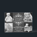Chalkboard Snowflake Winter Multiple Photo Card<br><div class="desc">© 2013 Socialite Designs. Announce the birth or your new baby with this elegant calligraphy / script banner and four (4) photo chalkboard-look card. Replace the template photos with your own. This 4-photo birth announcement card makes a beautiful keepsake for your family and friends. If you require help with customising,...</div>