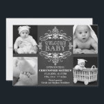 Chalkboard Snowflake Winter Multiple Photo Card<br><div class="desc">© Socialite Designs. Announce the birth or your new baby with this elegant calligraphy / script banner and four (4) photo chalkboard-look card. Replace the template photos with your own. This 4-photo birth announcement card makes a beautiful keepsake for your family and friends. If you require help with customizing, please...</div>