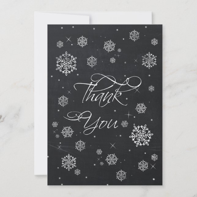 Chalkboard snowflakes Bridal Shower Thank You Card (Front)