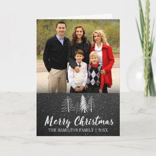 Chalkboard Snowy Trees Folded Photo Card