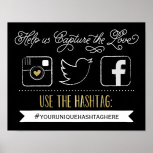 Chalkboard Social Media Hashtag   Wedding Decor