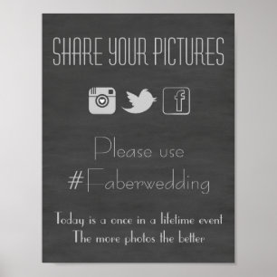 Chalkboard Social Media Wedding Photo Hashtag Sign
