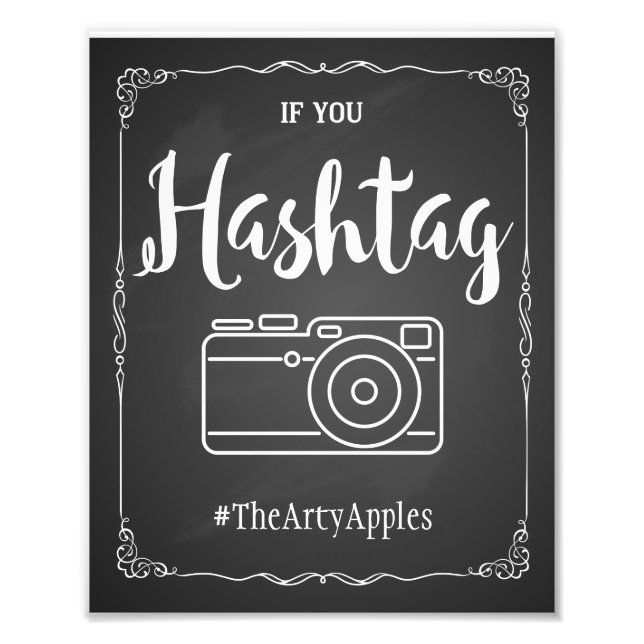 chalkboard social media wedding sign hashtag (Front)