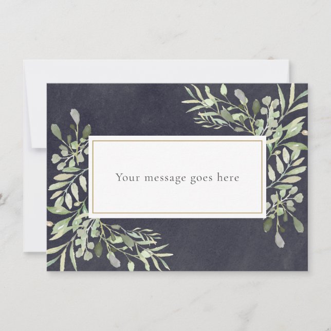 Chalkboard Soft Spring Greenery Your Message Thank You Card (Front)