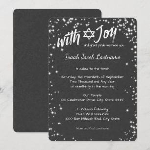 Chalkboard Sparkle Sky Bar Mitzvah Invitation