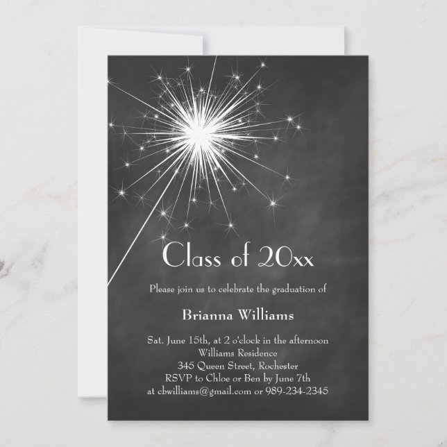 Chalkboard Sparkler Graduation Invitation (Front)