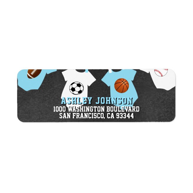 Chalkboard Sports Theme Blue Boy Baby Shower (Front)