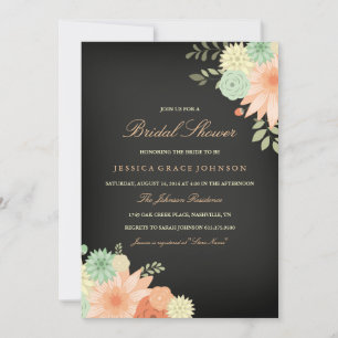 Chalkboard Spring Foliage Bridal Shower Invitation