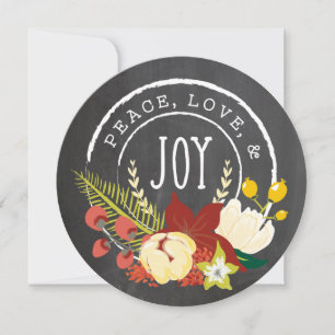 CHALKBOARD STAMPED VINTAGE FLORAL HOLIDAY CARD