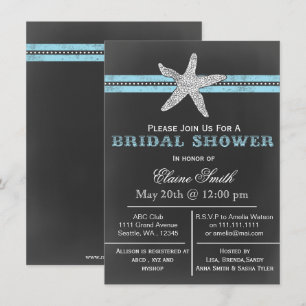 chalkboard starfish beach Bridal shower Invite