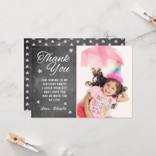 Chalkboard Stars Kids Birthday Photo Thank you Card