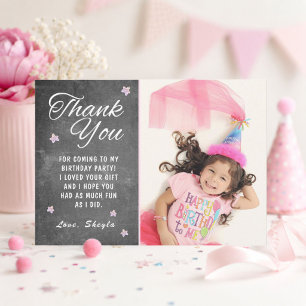 Chalkboard Stars Kids Birthday Photo Thank you Card