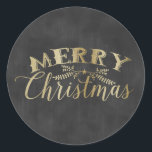 Chalkboard Sticker Gold Merry Christmas<br><div class="desc">Chalkboard Sticker with Gold Merry Christmas</div>