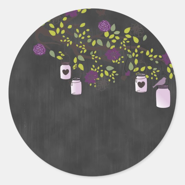 Chalkboard Sticker with Purple Mason Jars (Front)