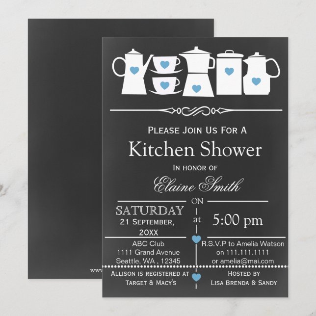 chalkboard stock the kitchen Bridal shower Invite (Front/Back)