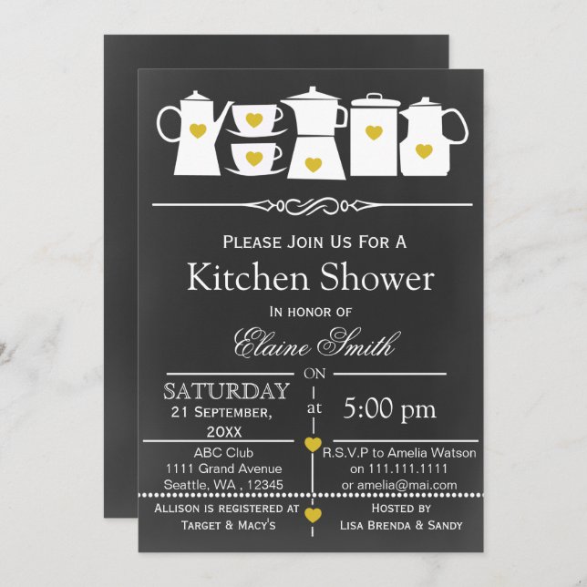 chalkboard stock the kitchen Bridal shower Invite (Front/Back)