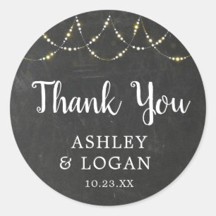 Chalkboard String Light Wedding Favour Sticker