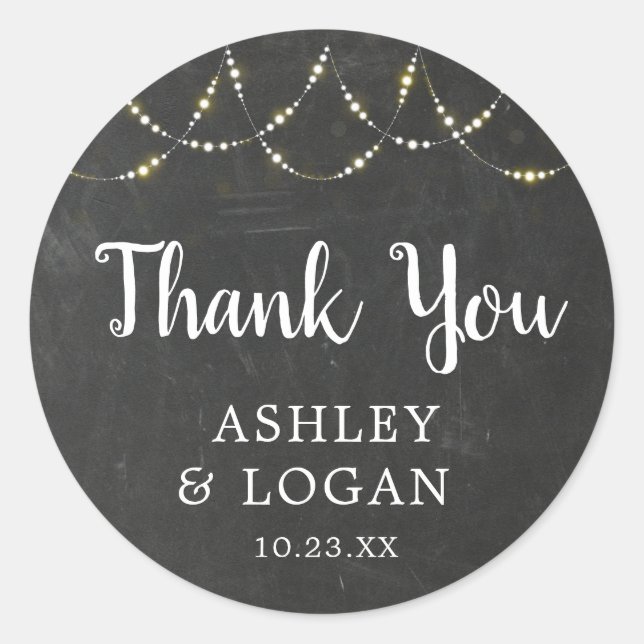 Chalkboard String Light Wedding Favour Sticker (Front)