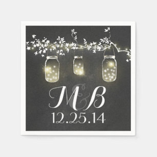 chalkboard string lights and mason jars napkin