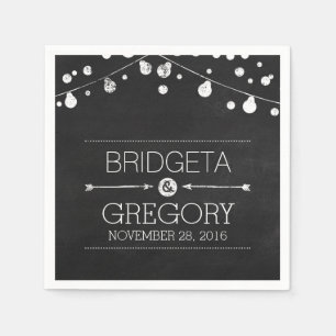 Chalkboard String Lights Rustic Wedding Napkin