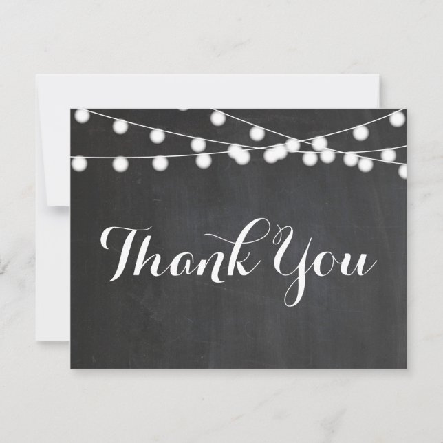 Chalkboard String Lights Thank You Note Card (Front)