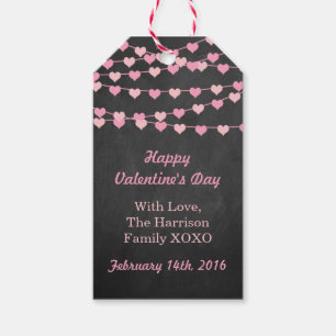 Chalkboard String Love Heart Happy Valentine's Day Gift Tags