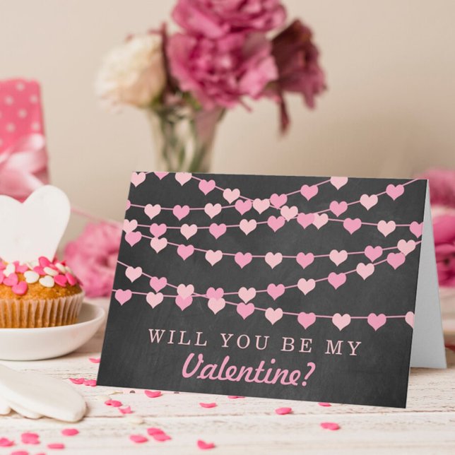 Chalkboard String Love Heart Happy Valentine's Day Holiday Card (Creator Uploaded)