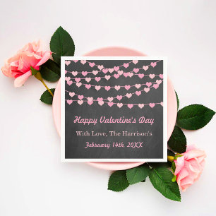 Chalkboard String Love Heart Happy Valentine's Day Napkin