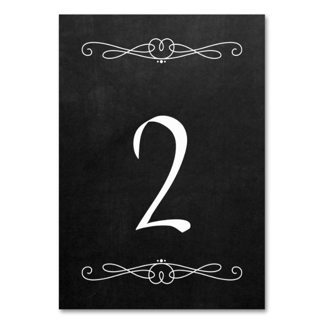 Chalkboard Style 3.5" x 5" #2 Table Number (Front)