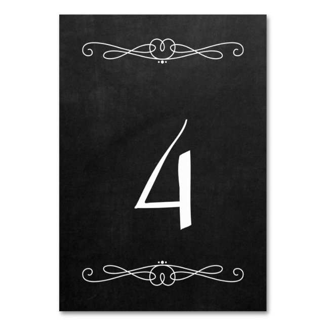 Chalkboard Style 3.5" x 5" #4 Table Number (Front)