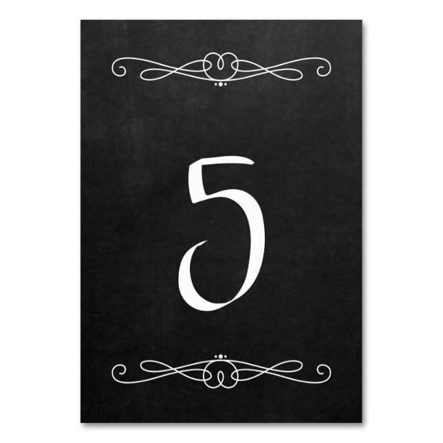 Chalkboard Style 3.5" x 5" #5 Table Number (Front)