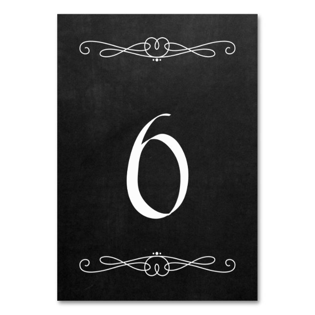 Chalkboard Style 3.5" x 5" #6 Table Number (Front)