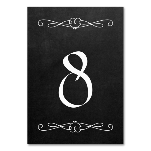 Chalkboard Style 3.5" x 5" #8 Table Number (Front)