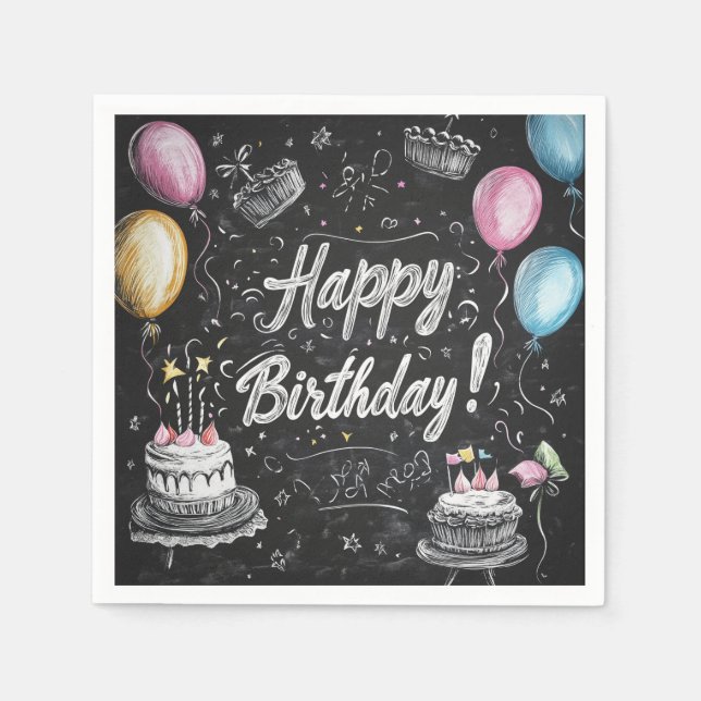 Chalkboard style birthday design  napkin (Front)