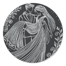 Chalkboard Style Bride and Groom Wedding Sticker