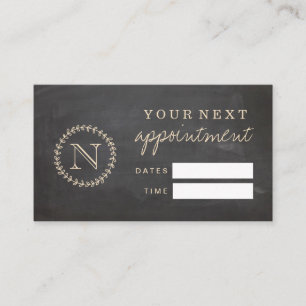 Chalkboard Style Elegant Monogram Appointment Card
