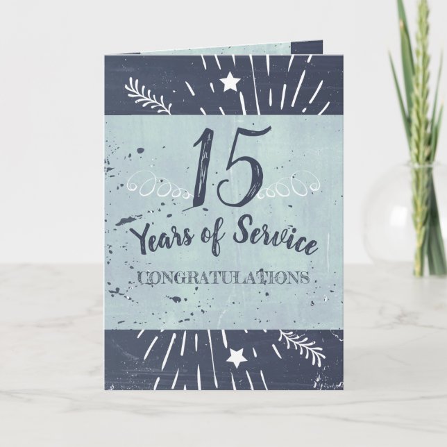 Chalkboard style employee milestone anniversary card (Front)