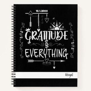 Chalkboard Style Gratitude is Everything Quote Notebook
