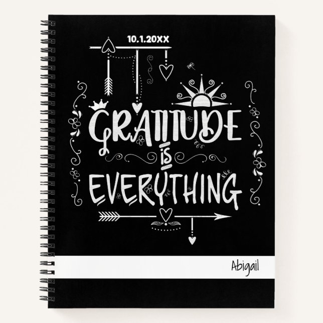 Chalkboard Style Gratitude is Everything Quote Notebook (Front)