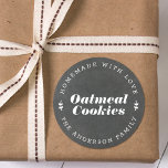 Chalkboard Style Holiday Baking Gift Classic Round Sticker<br><div class="desc">Custom-designed holiday baking gift stickers and labels featuring "Homemade with Love" and family name on rustic dark grey chalkboard style background.</div>